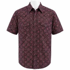 Rodeo Clothing Western Snap Shirt Black Red Geo Print Pearl Snaps Mens L
